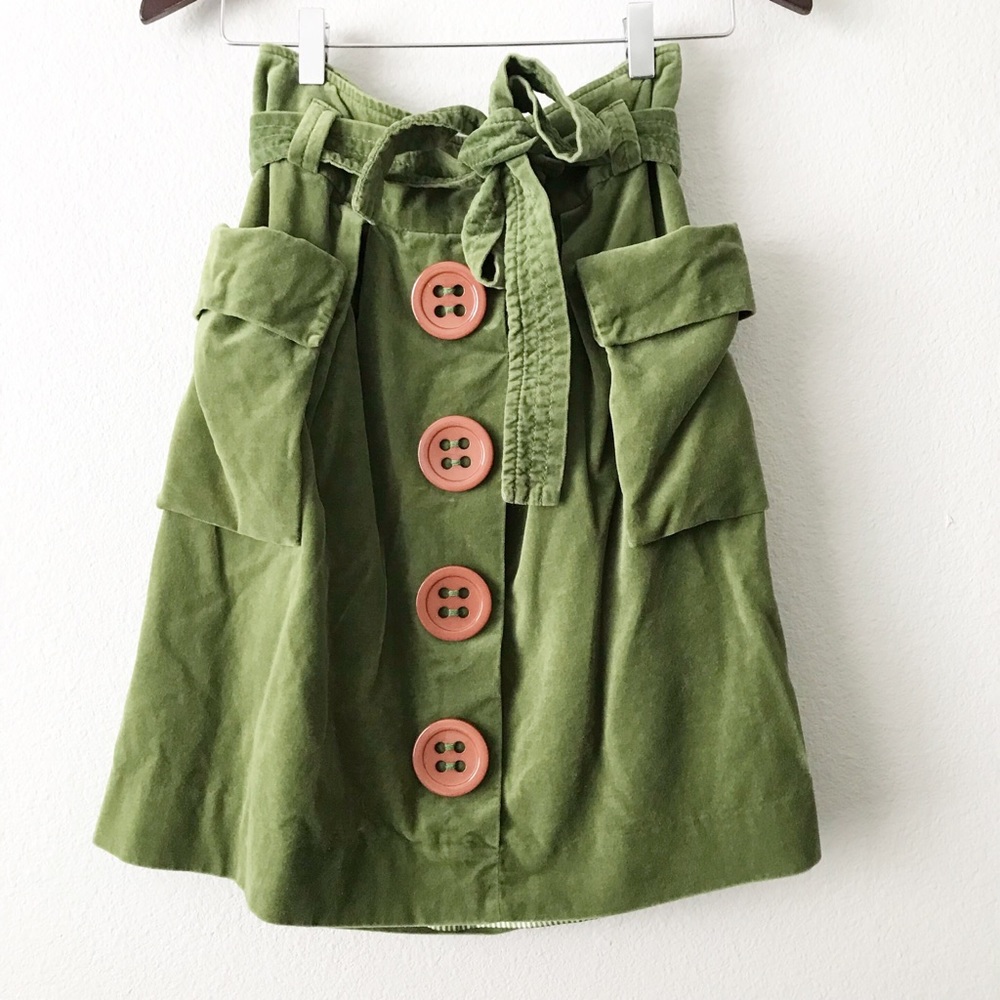 Elevenses Green Velvet Skirt